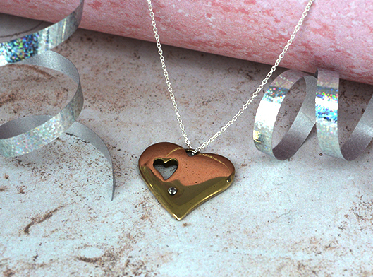 Bronze Heart Cut Out Diamond Necklace